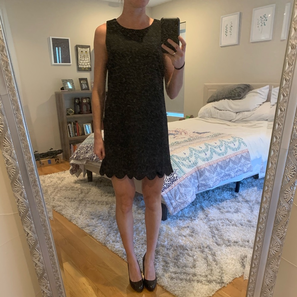 Black scallop hem dress